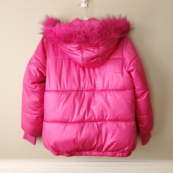 JUSTICE Girls Hot Pink Winter Hooded Puffer Jacket 12 14 Bubblegum Warm Cozy - Picture 11 of 14
